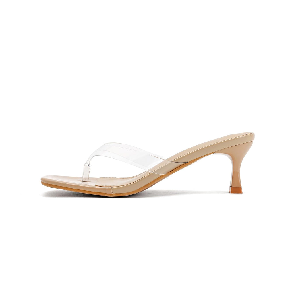 Hodeery Women Clear Kitten Heels 2.5 Inch Open Toe Flip Flop Sandals