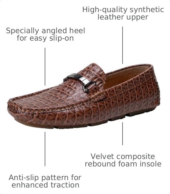 Jousen Mens Crocodile Print Loafers Dress Shoes, 3044A, pd Brown, 10.5