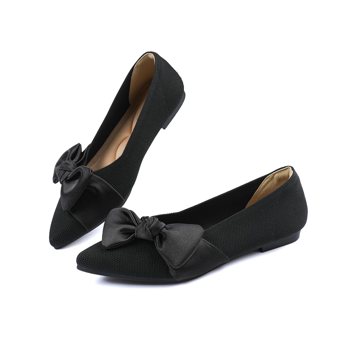 Semwiss Women's Ballet Flats with Bow Pointed Toe Comfortable Dressy Shoes
