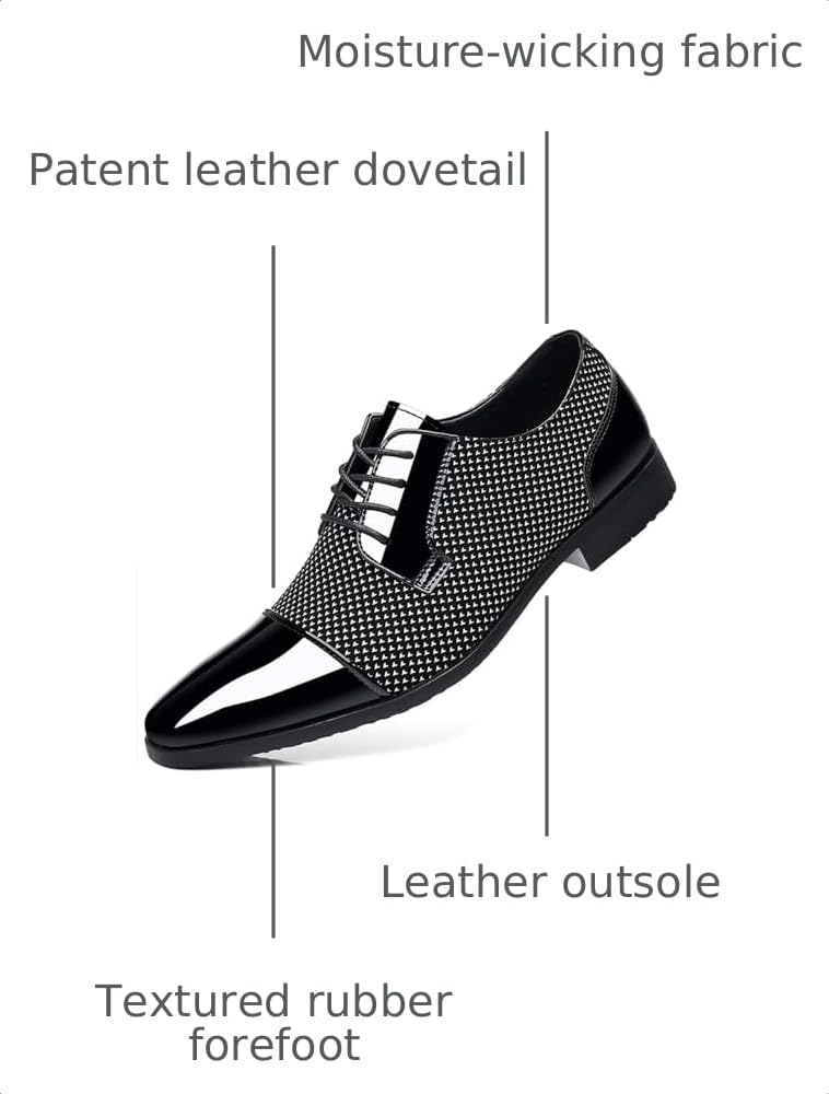 ZUAUOOT Men's Patent Tuxedo Dress Shoes Classic Lace-up Formal Business Shoes Oxfords Grey 40