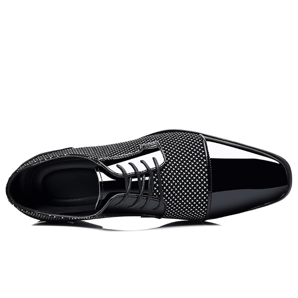 ZUAUOOT Men's Patent Tuxedo Dress Shoes Classic Lace-up Formal Business Shoes Oxfords Grey 40