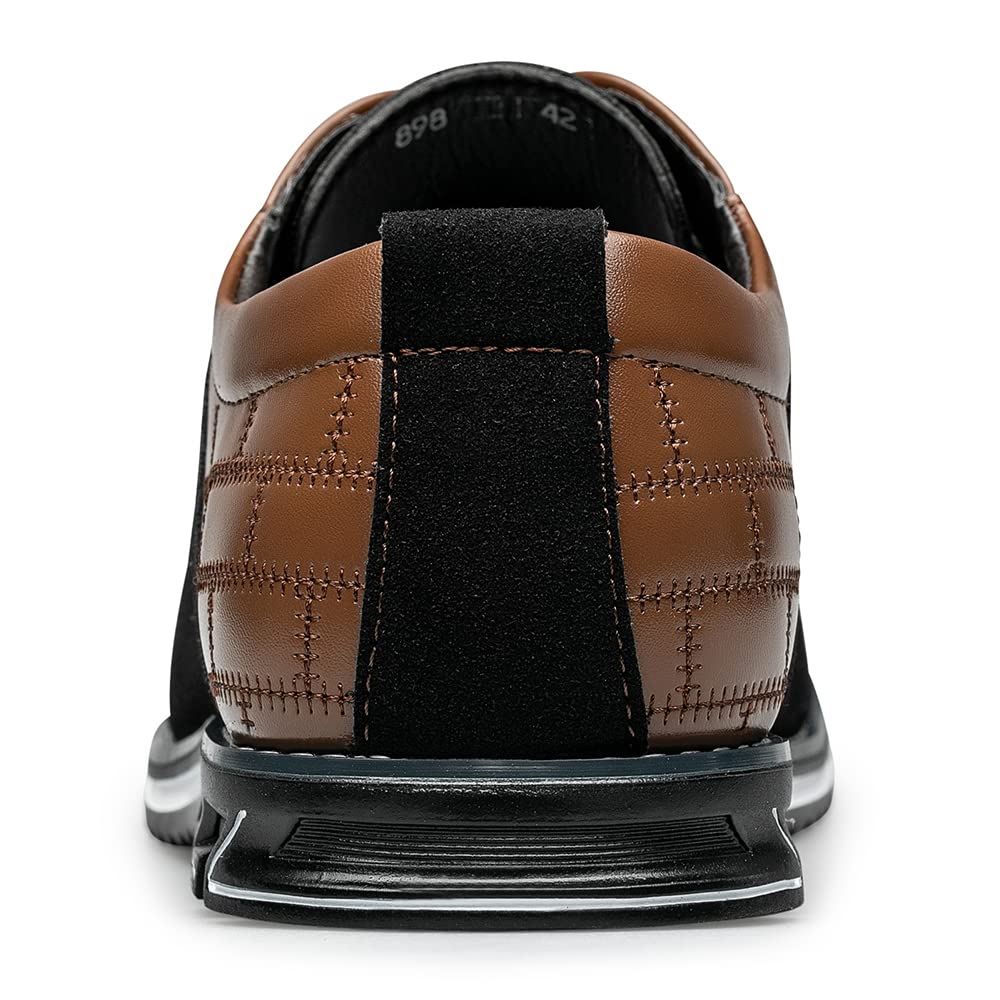 Men's Premium Dress Shoes, Comfortable Dress Sneakers Men Business Casual Shoes Soft Mens Oxford Derby Shoe for Office Working Driving Walking Brown, 9.5