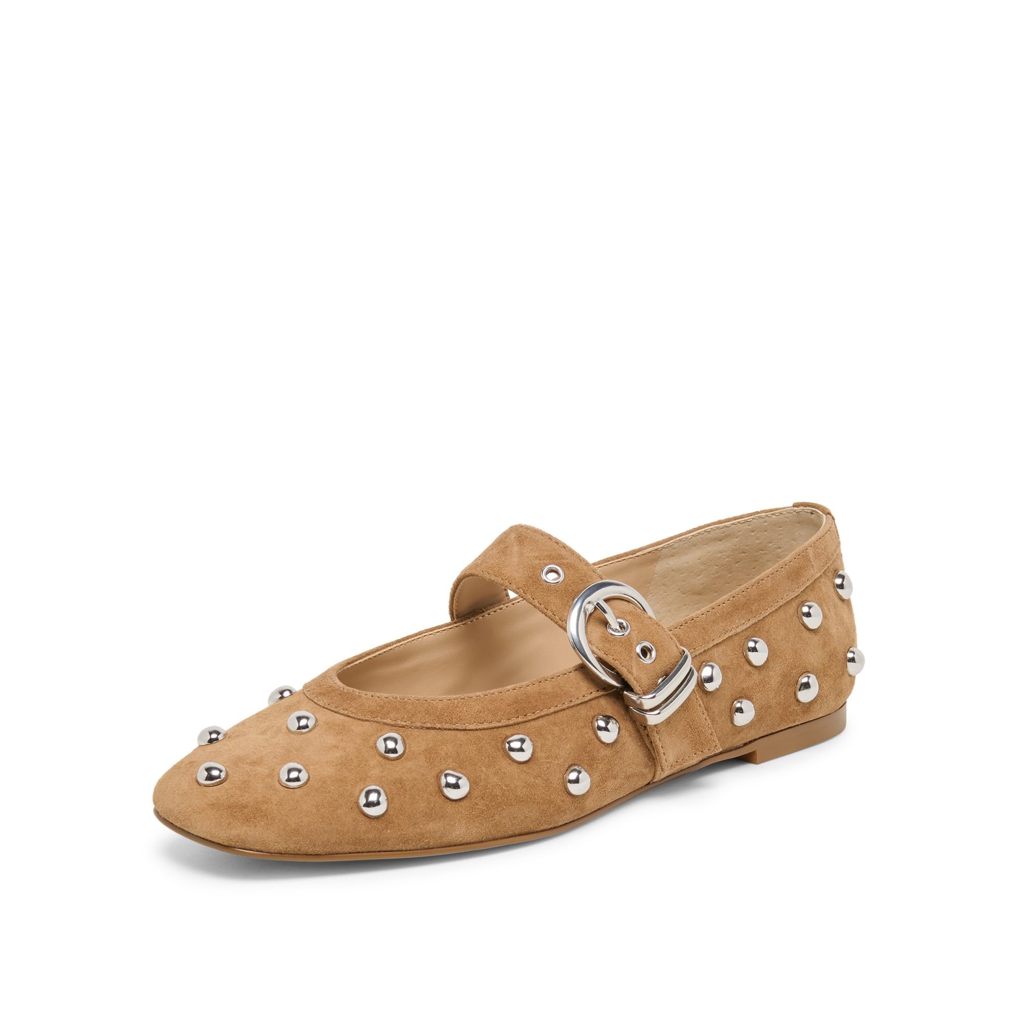 Dolce Vita Women's Mikel Stud Ballet Flat, LT Brown, 7.5