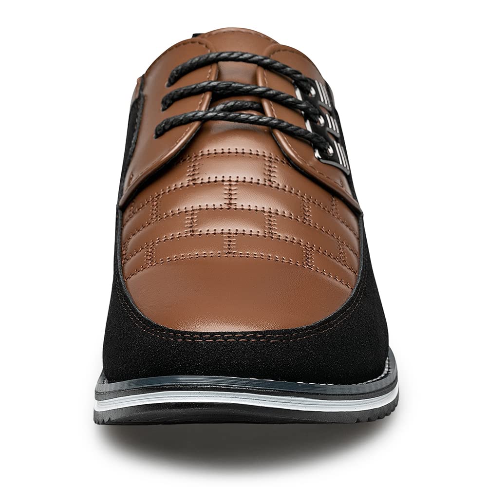 Men's Premium Dress Shoes, Comfortable Dress Sneakers Men Business Casual Shoes Soft Mens Oxford Derby Shoe for Office Working Driving Walking Brown, 9.5