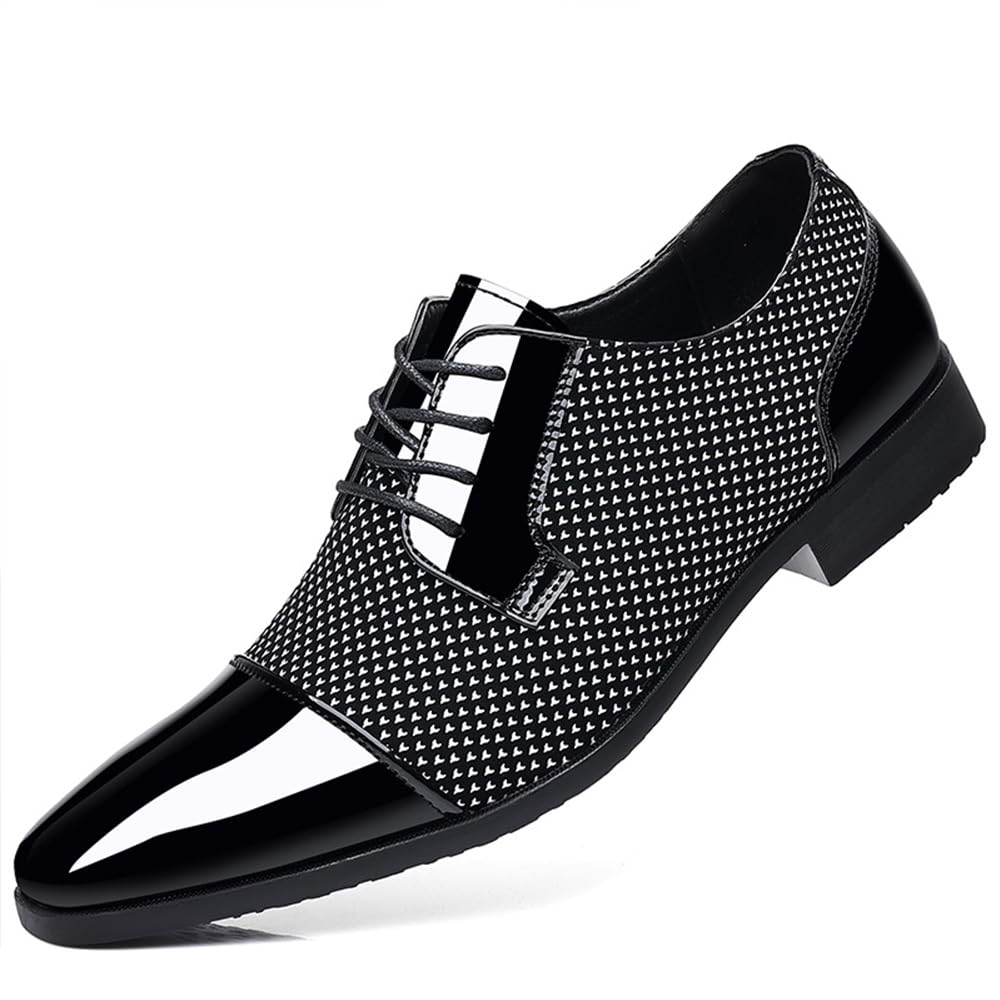 ZUAUOOT Men's Patent Tuxedo Dress Shoes Classic Lace-up Formal Business Shoes Oxfords Grey 40