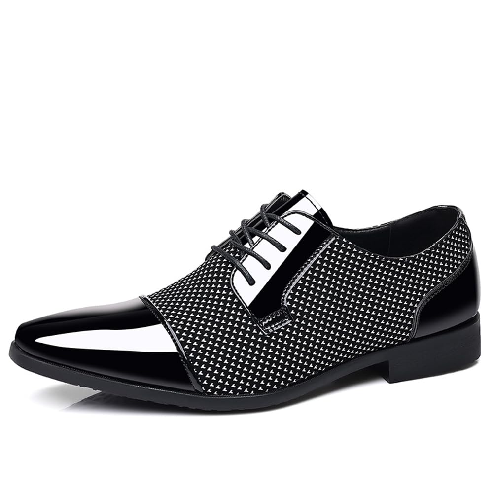 ZUAUOOT Men's Patent Tuxedo Dress Shoes Classic Lace-up Formal Business Shoes Oxfords Grey 40