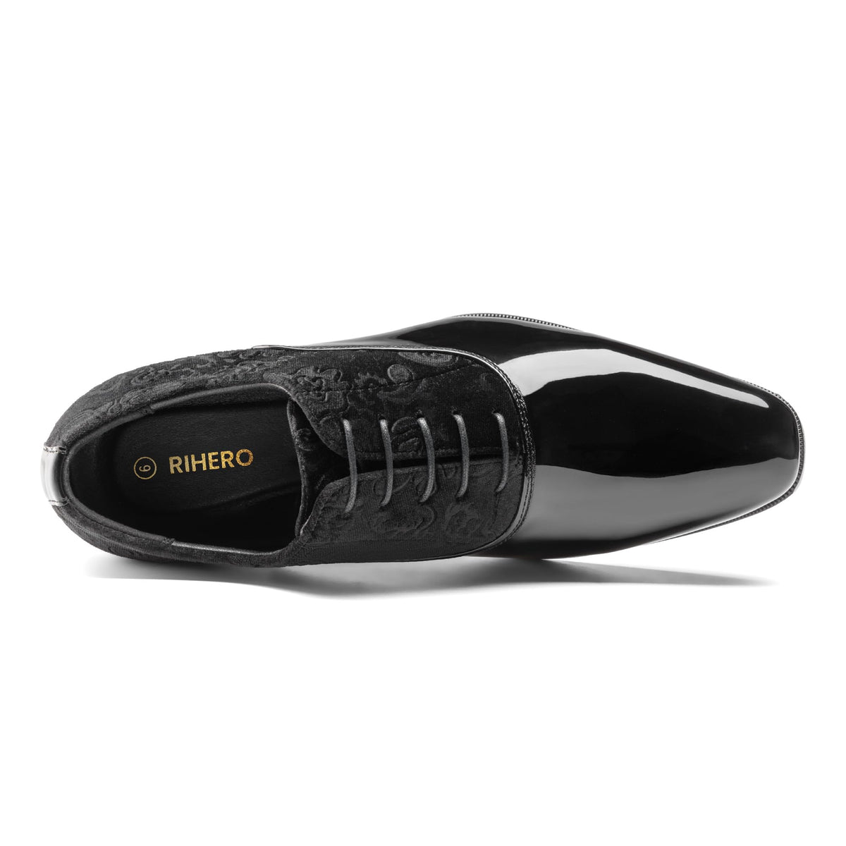 Rihero Men's Black Dress Tuxedo Shoes Formal Patent Oxford Size 8