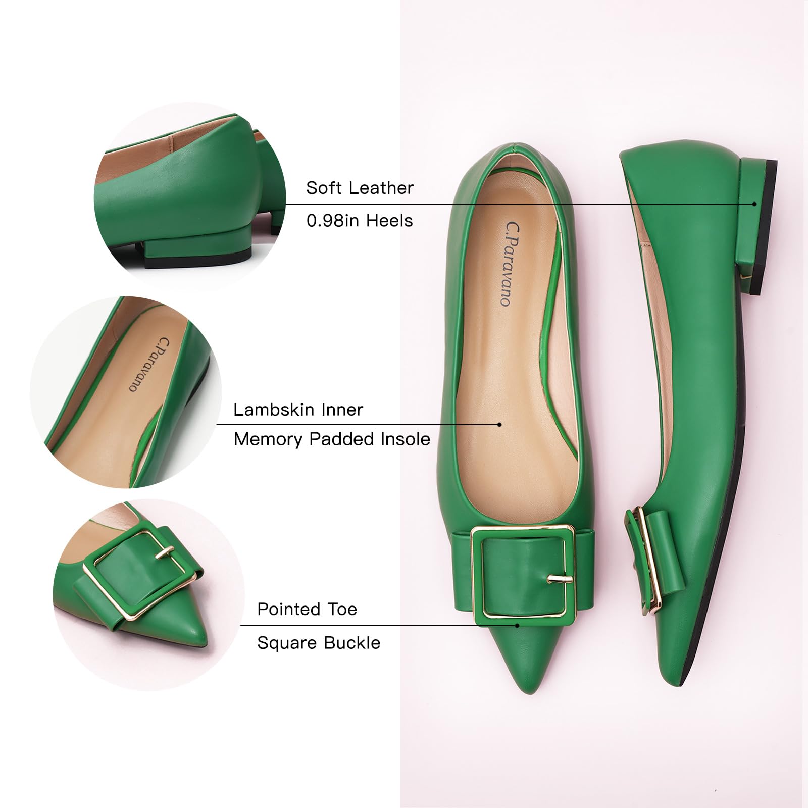 C.Paravano Womens Flats | Pointed Toe Shoes | Ballet Flats | Office Casual