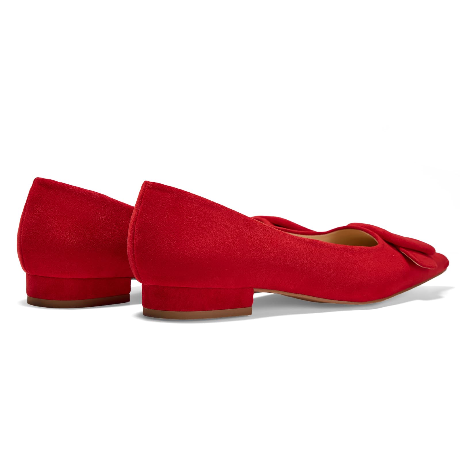 GotSoft Women's Lambskin Insole Square Buckle Flats Slip on Flat Shoes Red
