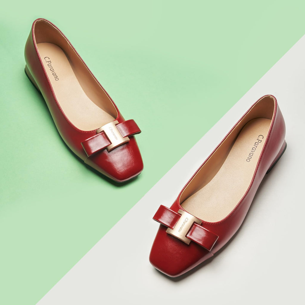 C.Paravano Flats Women | Ballet Flats | Square Toe | Dressy Casual Shoes