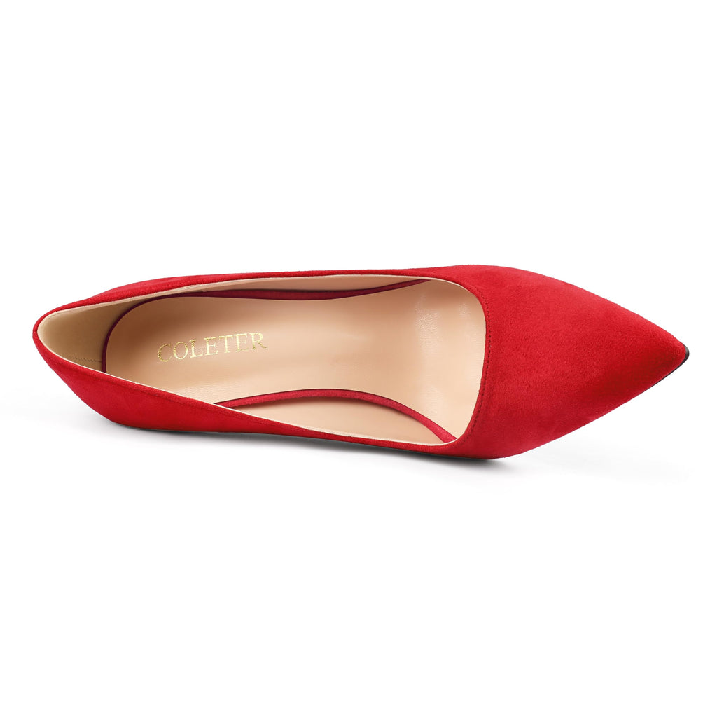 COLETER Women's 4 Inch Pumps Pointed Toe Stiletto Dress Pumps Red 11US