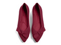 Coutgo Women's Pointed Toe Flats Comfortable Dressy Knit Bow Ballet Flats Slip On Work Casual Shoes, Burgundy, Size 8.5