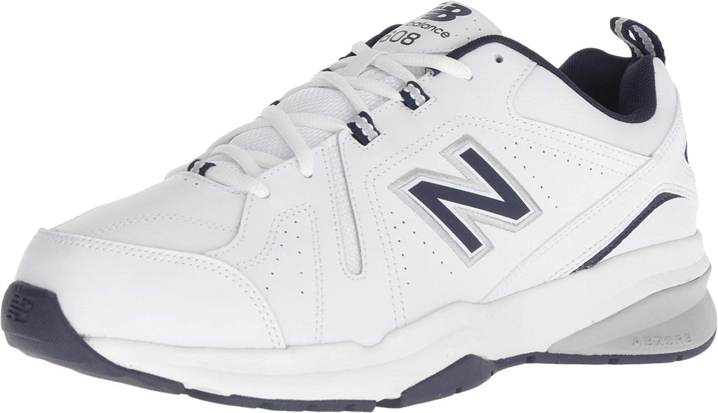 New Balance Men's 608 V5 Casual Comfort Cross Trainer, White/Navy, 10.5 Wide