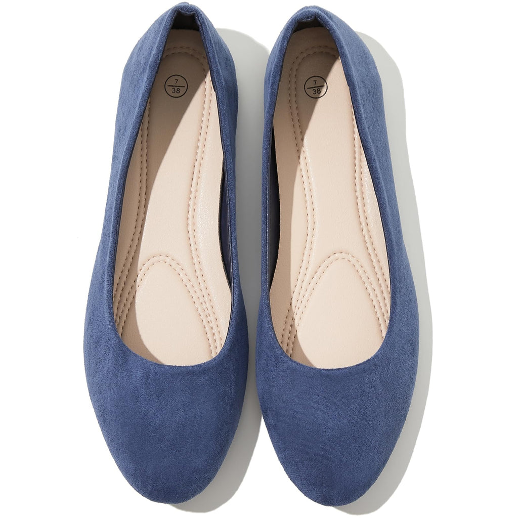 Shupua Flats for Women Round Toe Ballet Flats Work Shoes, Navy, Size 11