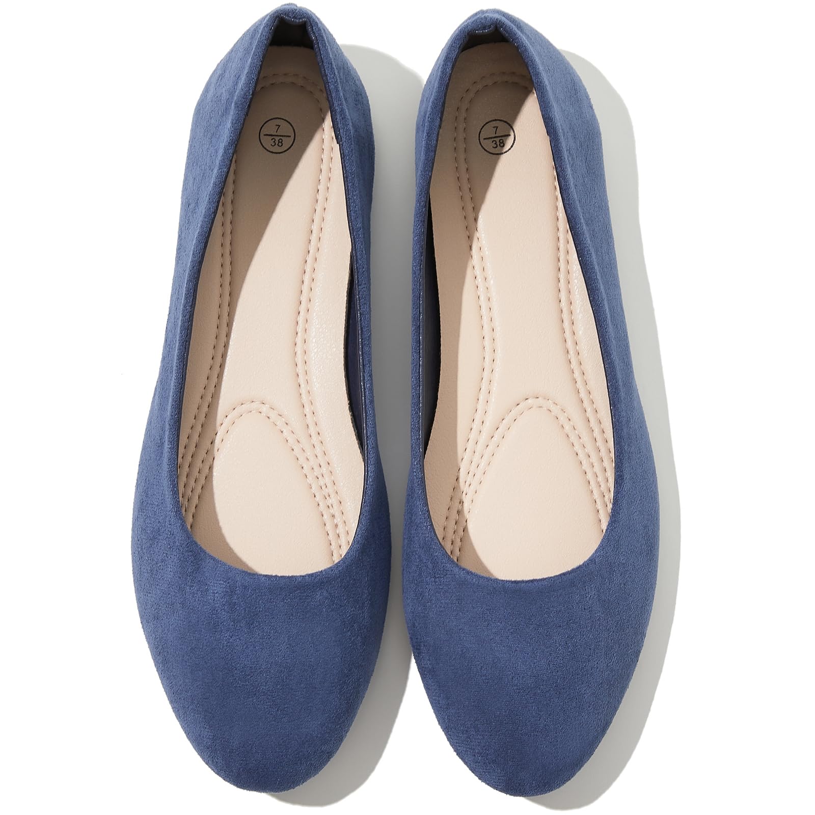 Shupua Flats for Women Round Toe Ballet Flats Work Shoes, Navy, Size 11