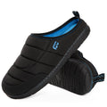 LongBay Mens Slip on Slippers Two-Tone Memory Foam House Shoes Black,10