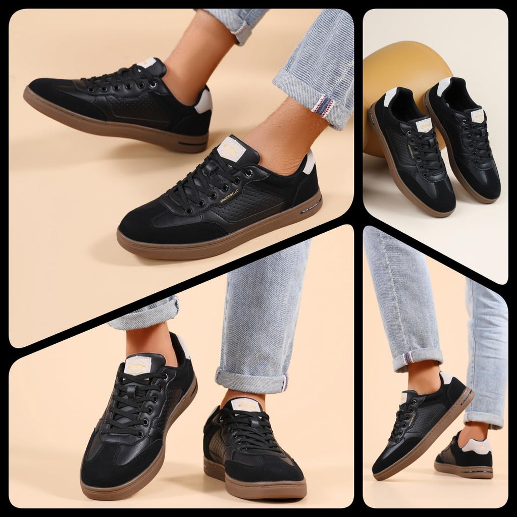AX BOXING Mens Casual Shoes Fashion Sneakers Breathable Comfort Walking Shoes for Male (Classic Black, 10.5)