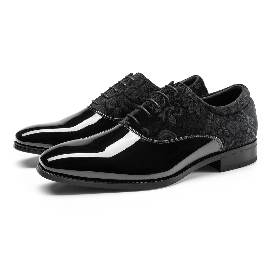 Rihero Men's Black Dress Tuxedo Shoes Formal Patent Oxford Size 8
