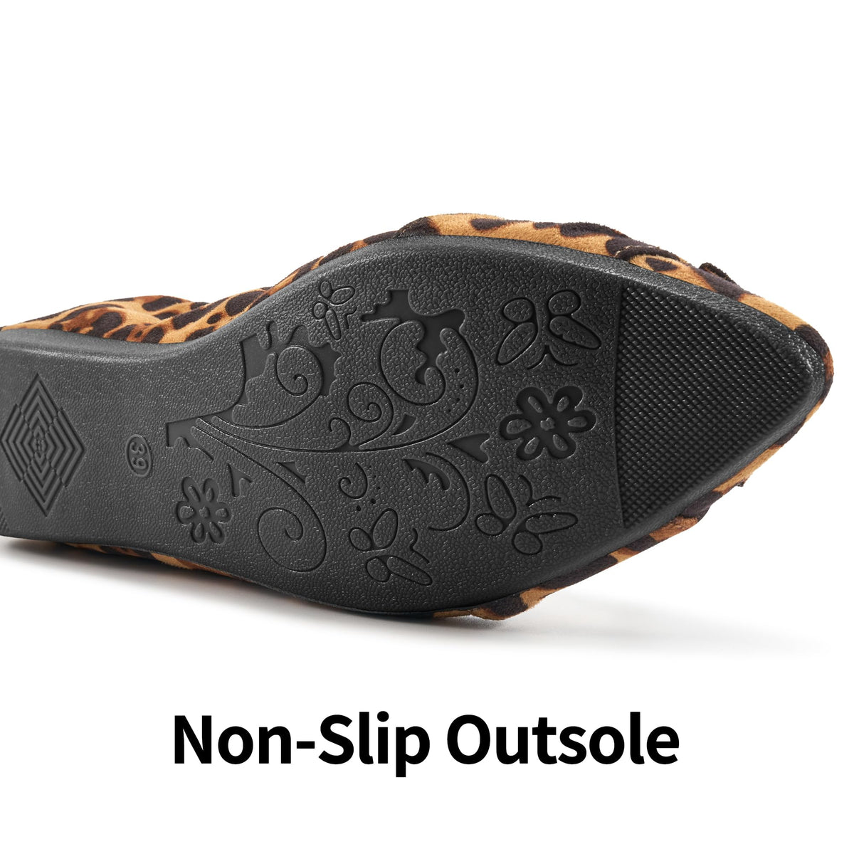 Aomigoct Comfortable Dressy Flats for Women: Cushioned Insole & Lightweight for All-Day Office Comfort - Slip On & Foldable for Working Professional with Bow Leopard