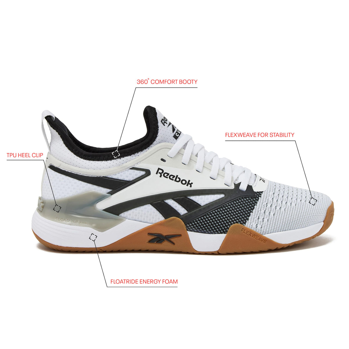 Reebok Nano Court Sport Men's Pickleball or Tennis Shoes for Men, White/Black/Grey 1, 10