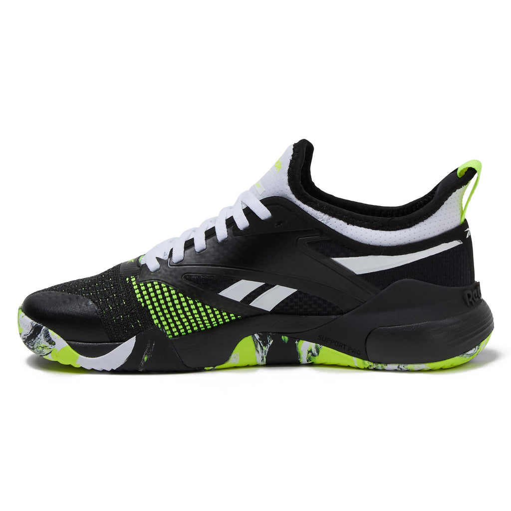 Reebok Nano Court Sport Men's Pickleball or Tennis Shoes for Men, Footwear White/Black/Digital Lime, 10