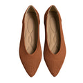 TINGRISE Women's Flats Shoes Pointed Toe Knit Ballet Comfortable Dressy Slip On Flat Brown US8