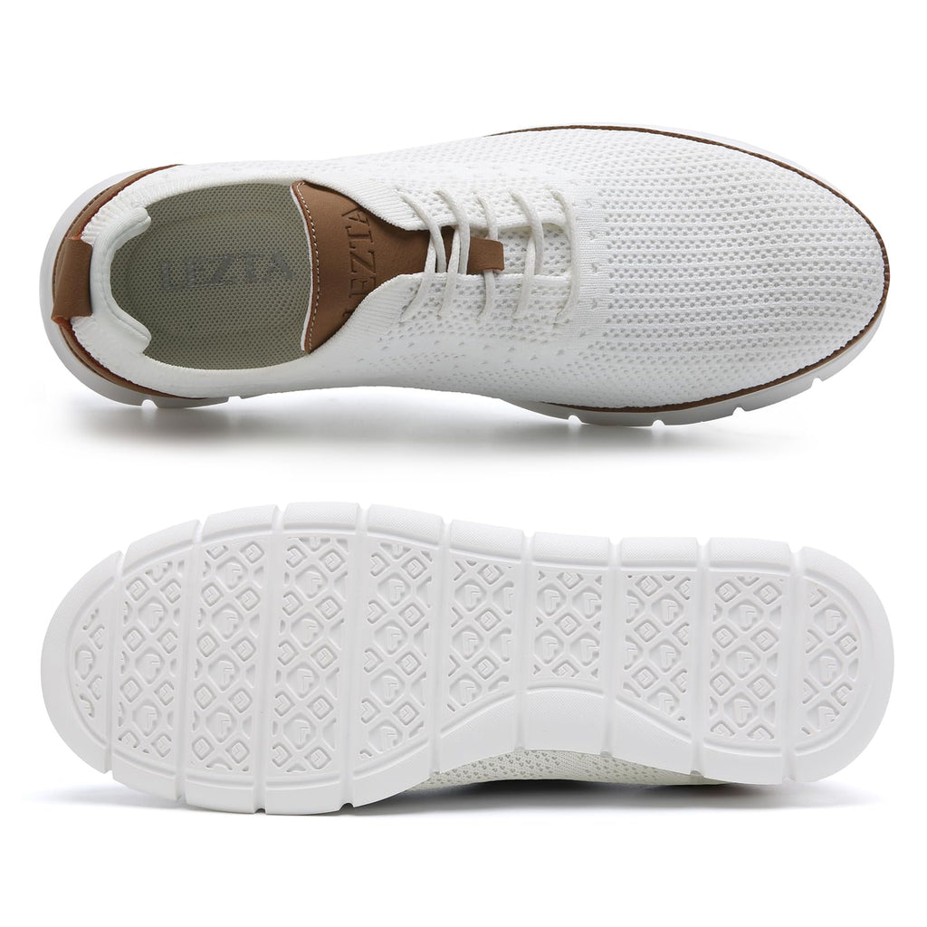 Men's Casual Dress Oxfords Sneakers Business Mesh Breathable Lightweight Walking Shoes Tennis Comfortable Fashion Office White EU43