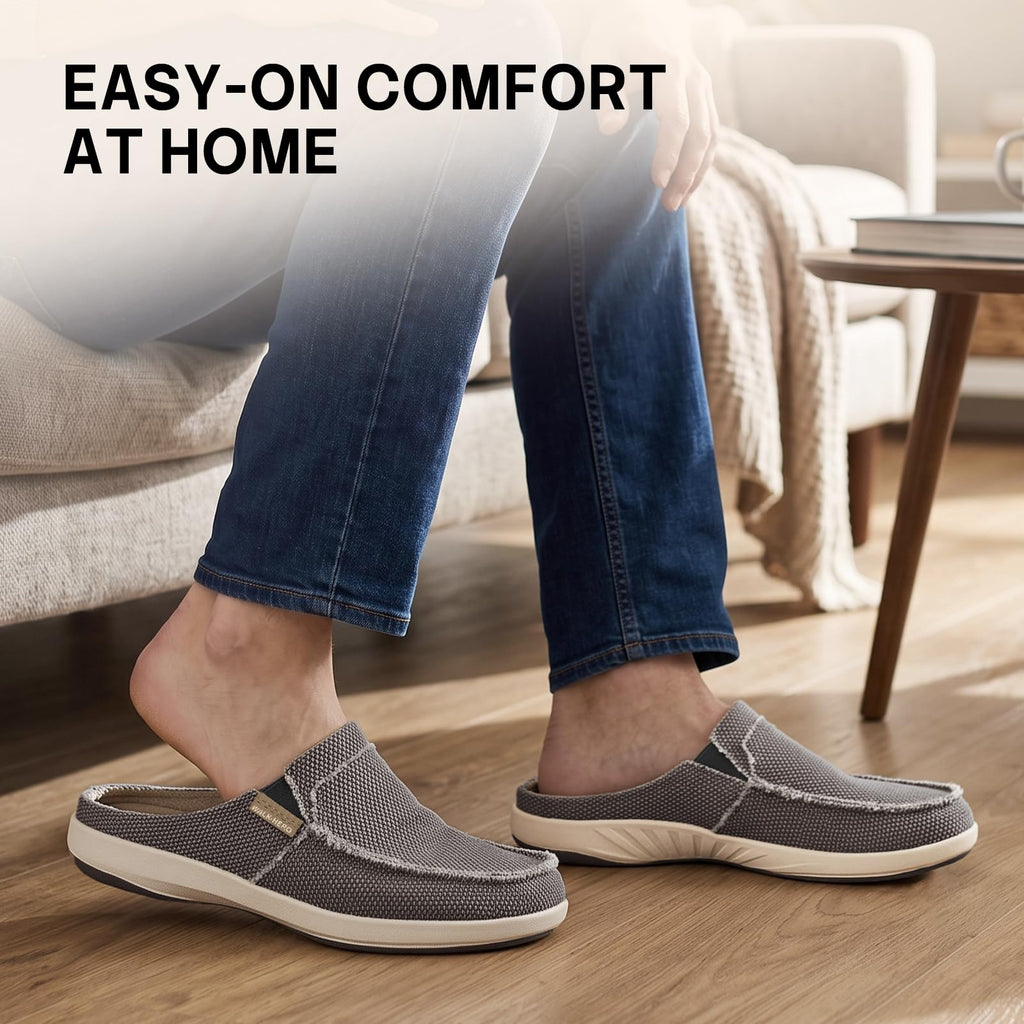 Mens Slippers with Arch Support, House Shoes for Men with Anti-Slip Sole