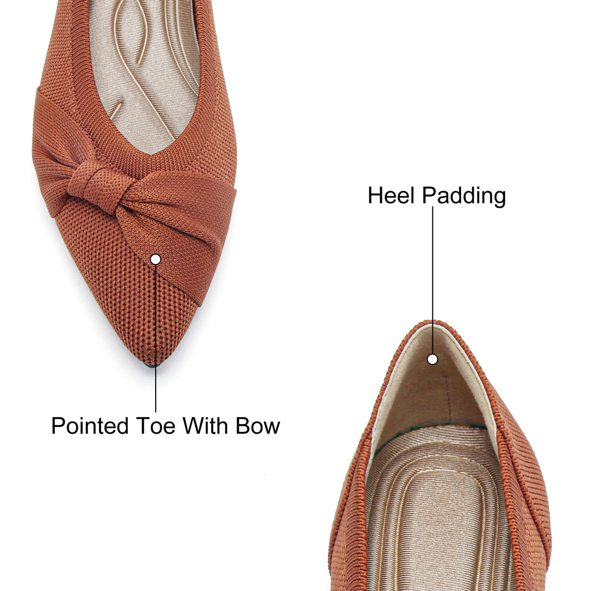 HIULYCENCE Pointed Toe Flats for Women Ballet Flats Nude US9