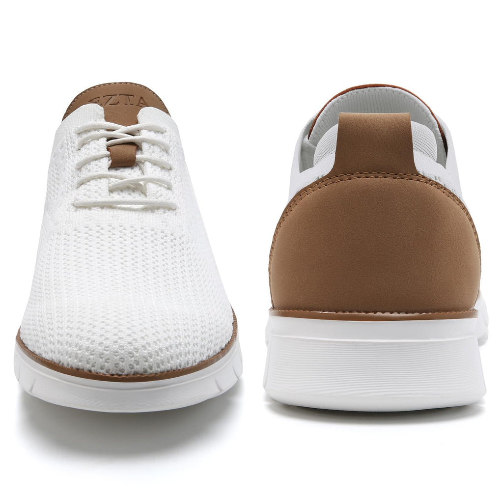 Men's Casual Dress Oxfords Sneakers Business Mesh Breathable Lightweight Walking Shoes Tennis Comfortable Fashion Office White EU43