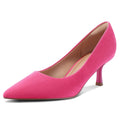 mysoft Women's Kitten Heels Closed Toe Pumps Wedding Dress Shoes Hot Pink