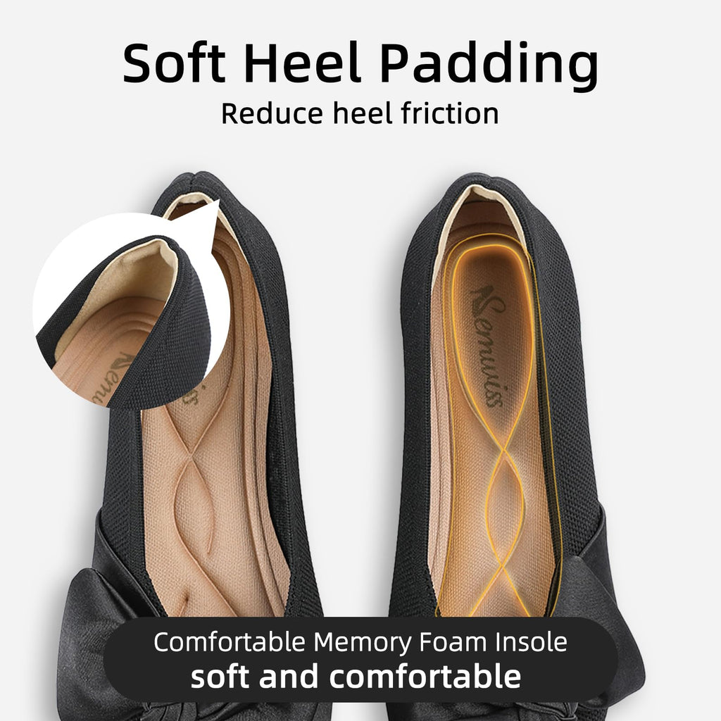 Semwiss Women's Ballet Flats with Bow Pointed Toe Comfortable Dressy Shoes