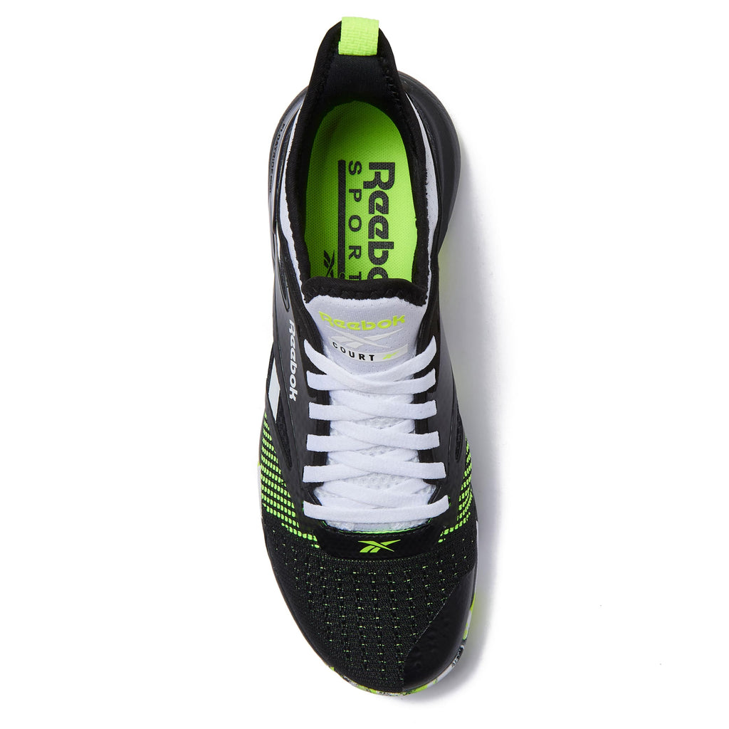 Reebok Nano Court Sport Men's Pickleball or Tennis Shoes for Men, Footwear White/Black/Digital Lime, 10