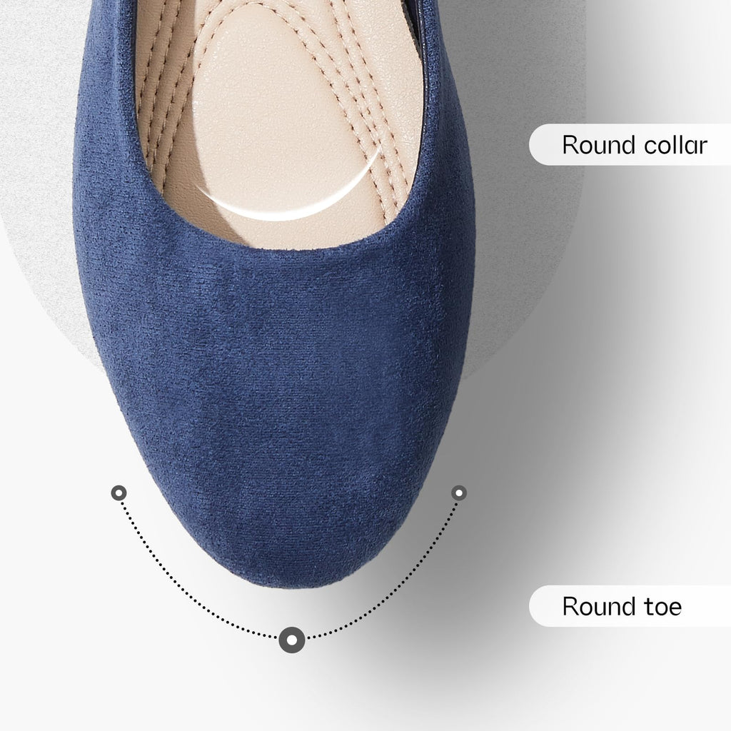 Shupua Flats for Women Round Toe Ballet Flats Work Shoes, Navy, Size 11