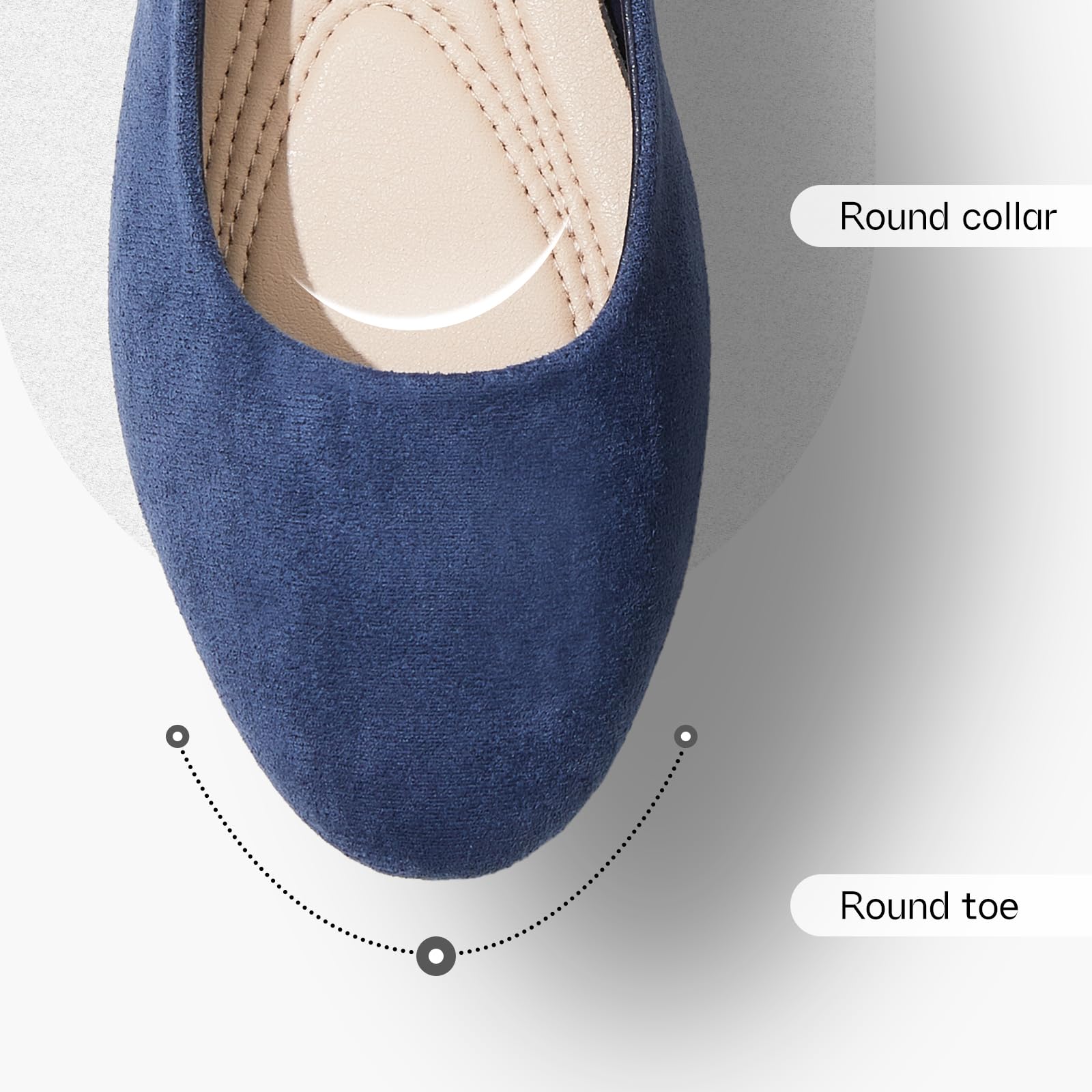 Shupua Flats for Women Round Toe Ballet Flats Work Shoes, Navy, Size 11
