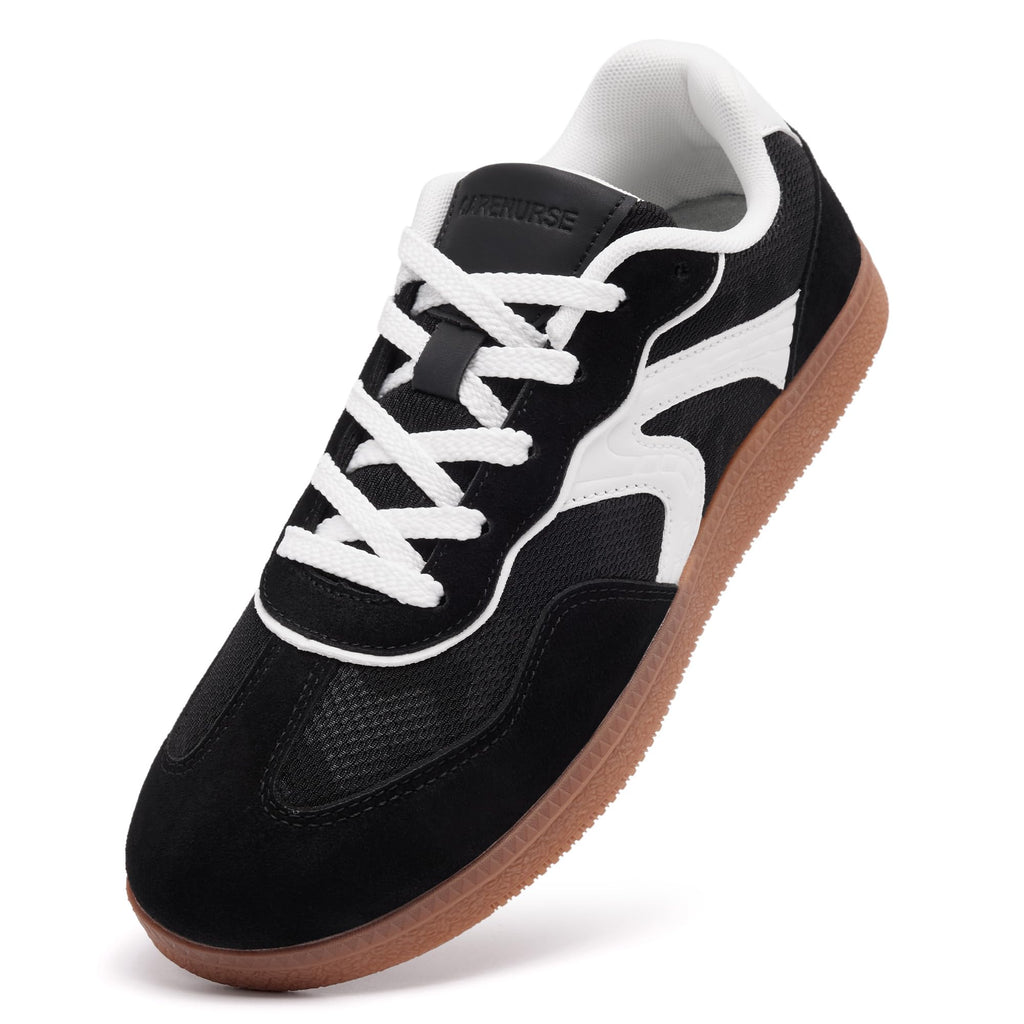 CARENURSE Mens Casual Fashion Sneakers Classic Skate Tennis Shoes Anti Slip Walking Footwear Training Business Breathable Size 10.5 Running Comfort Low Top Outdoor Jogging Dress Skateboarding Black