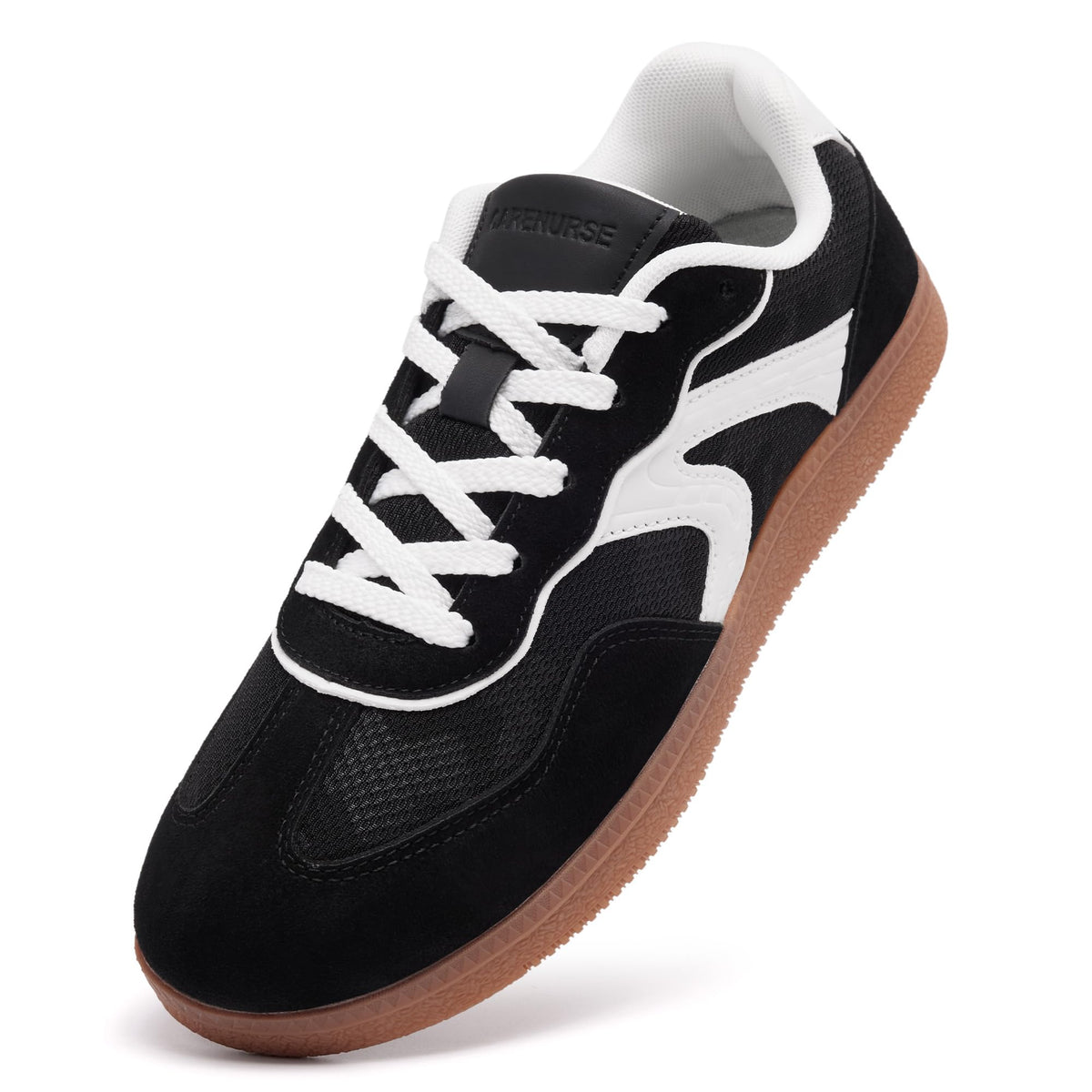 CARENURSE Mens Casual Fashion Sneakers Classic Skate Tennis Shoes Anti Slip Walking Footwear Training Business Breathable Size 10.5 Running Comfort Low Top Outdoor Jogging Dress Skateboarding Black