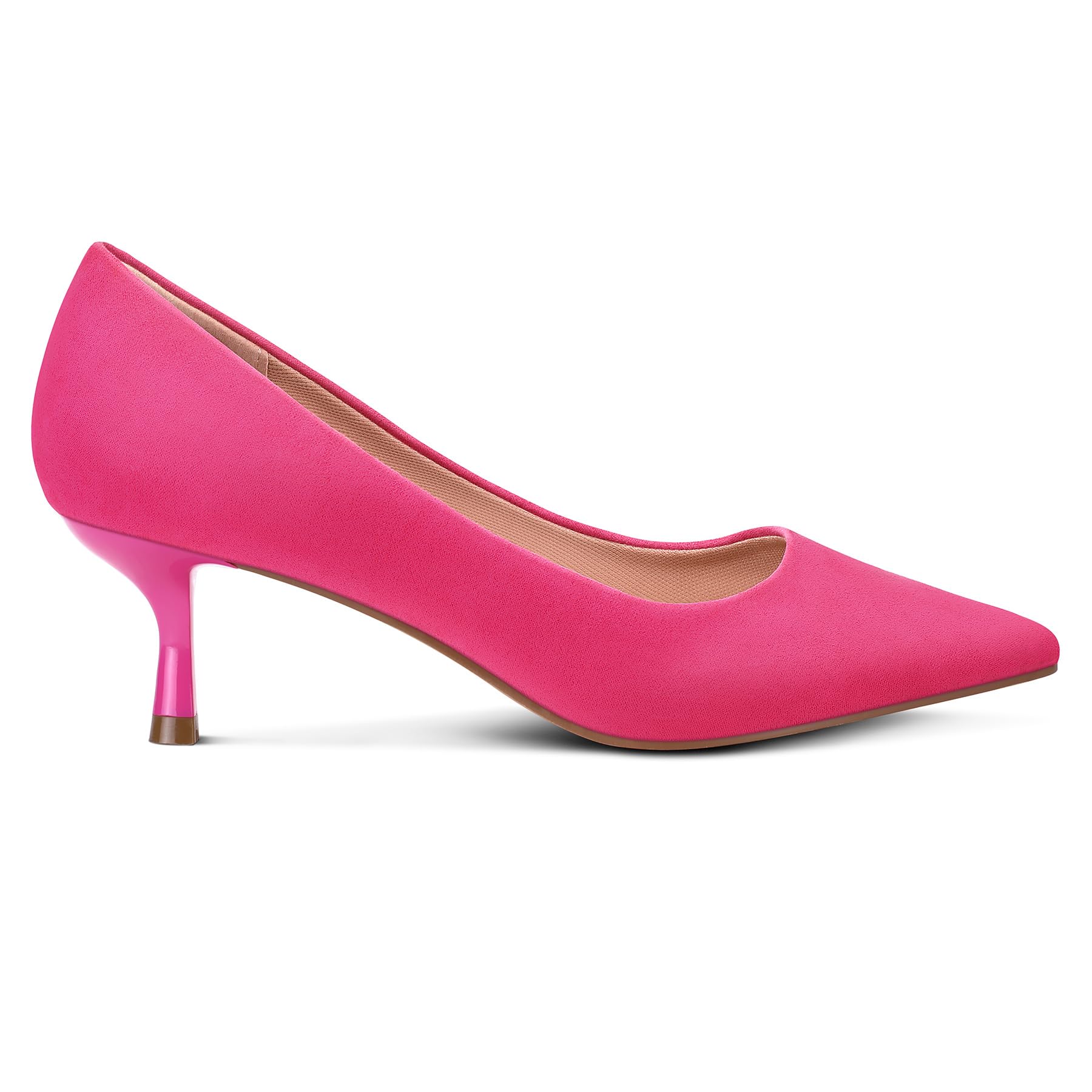 mysoft Women's Kitten Heels Closed Toe Pumps Wedding Dress Shoes Hot Pink