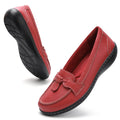 Maichal Slip On Loafers for Women Penny Loafers Classic Memory Foam Genuine Leather Dress Shoes Ladies Flat Casual Comfort Driving Walking Work Shoes RED US 9.5 Wide