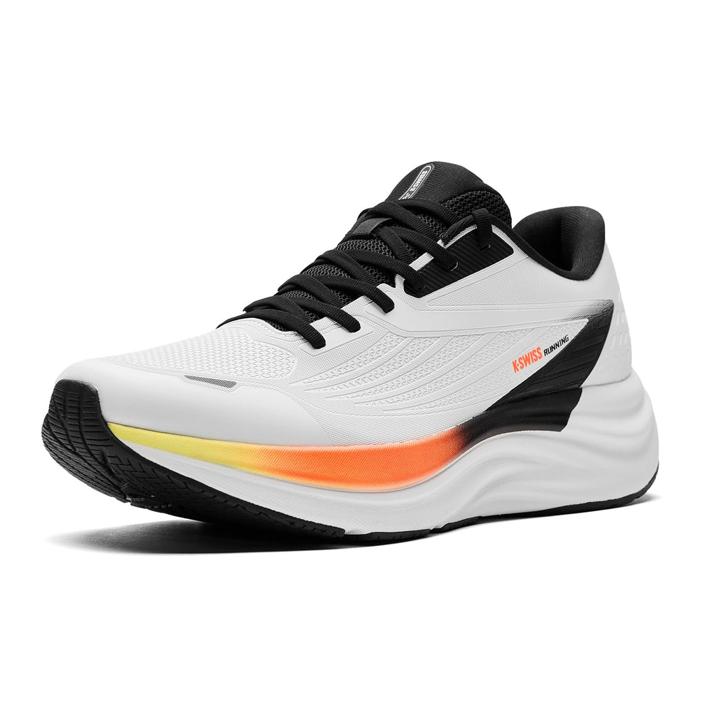 K-Swiss Men's Shadx Leather Running & Walking Shoes, White/Black/RED 10H