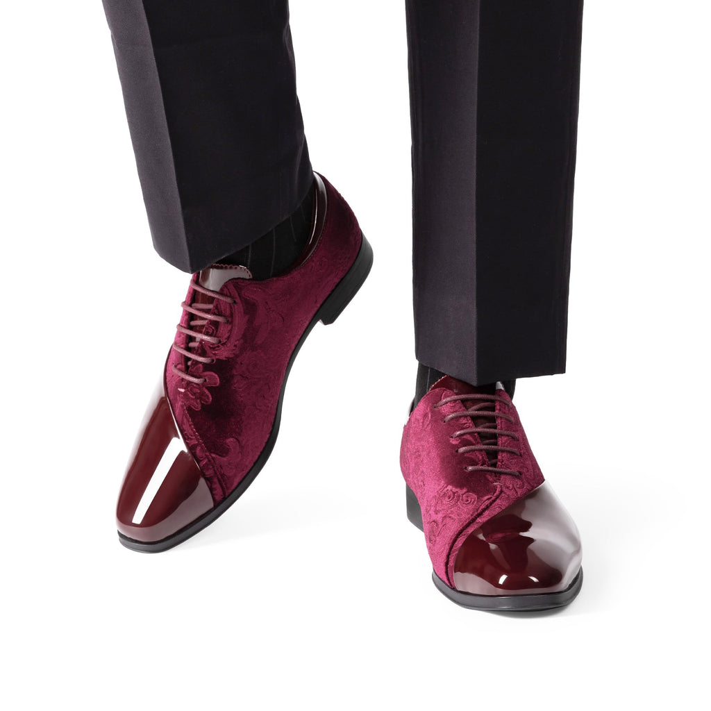 Bruno Marc Men's Dress Tuxedo Patent Formal Oxford,Dark Red,12