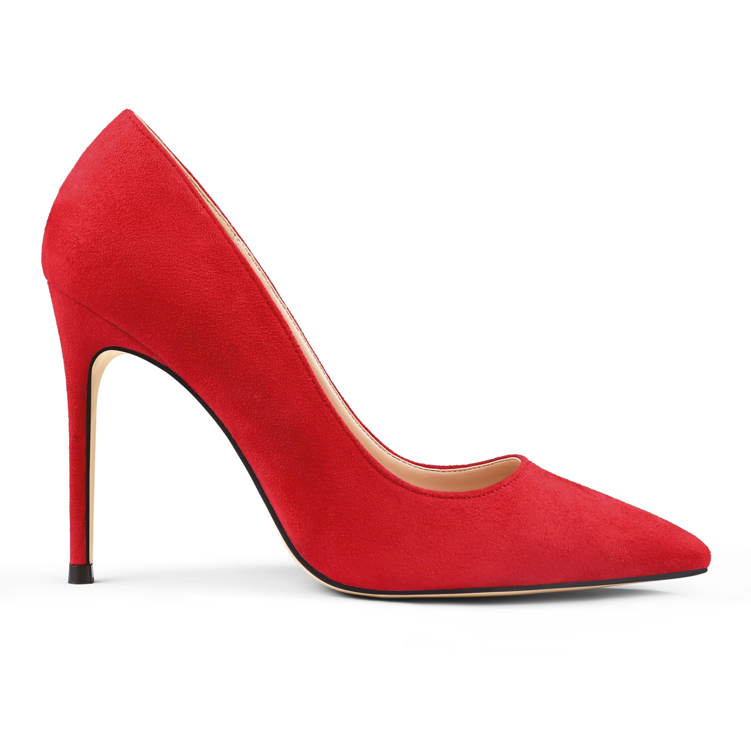 COLETER Women's 4 Inch Pumps Pointed Toe Stiletto Dress Pumps Red 11US