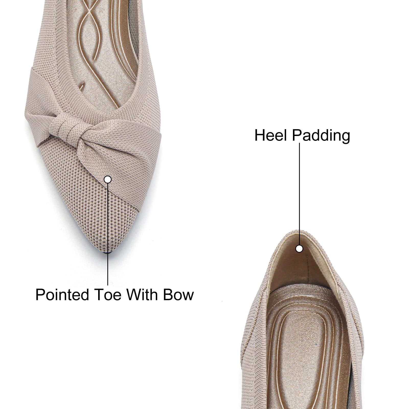 HIULYCENCE Pointed Toe Flats for Women Ballet Flats Nude US8.5