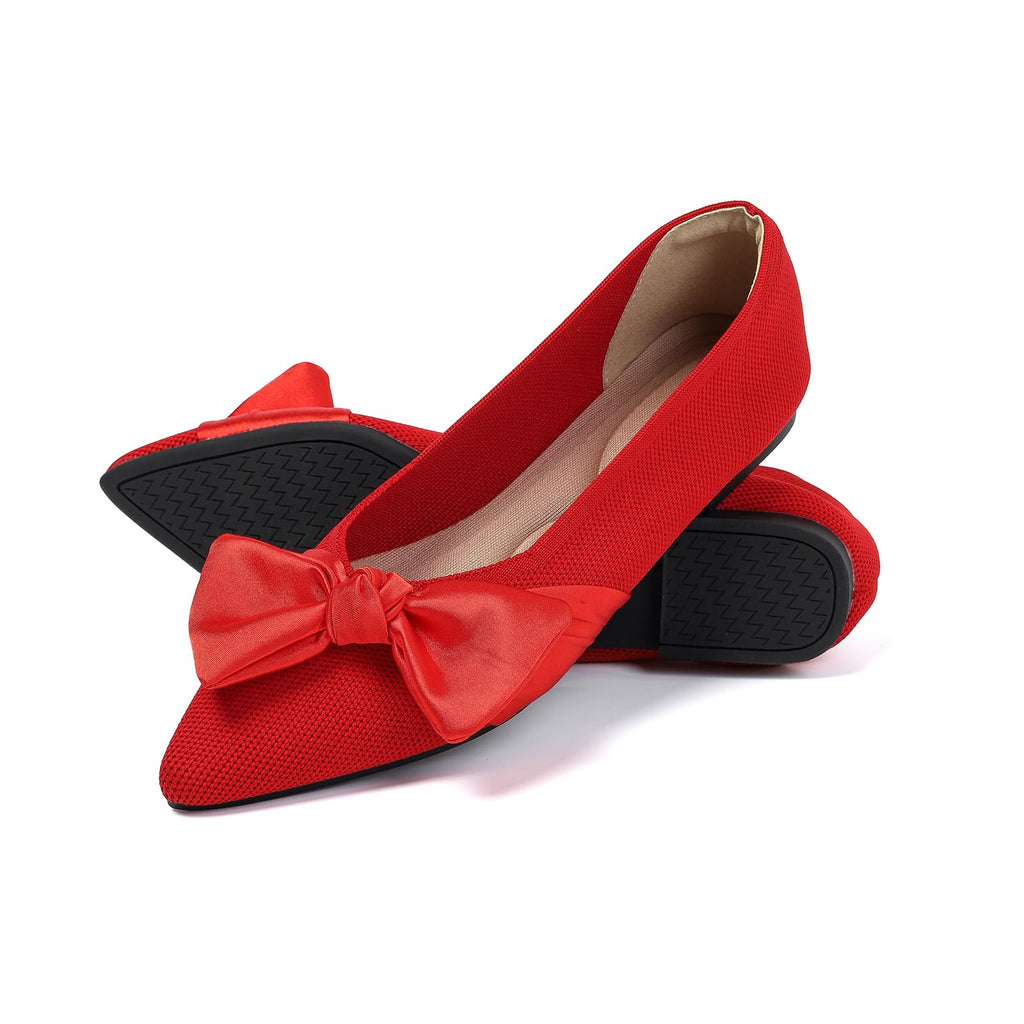 Semwiss Women's Ballet Flats with Bow Pointed Toe Comfortable Dressy Shoes