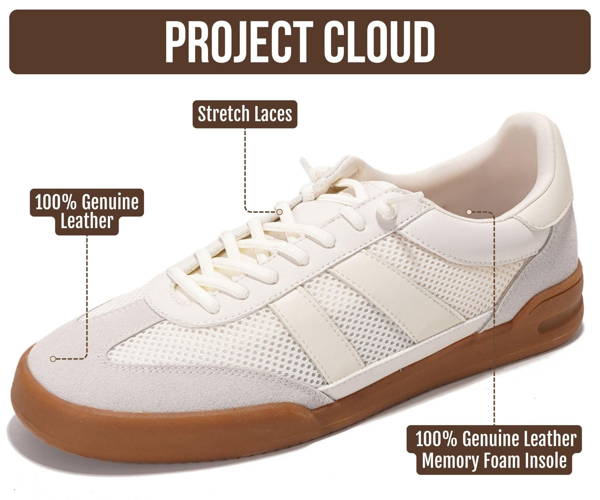 Project Cloud Mens Genuine Leather Slip-On Casual Sneakers (His Verdy)
