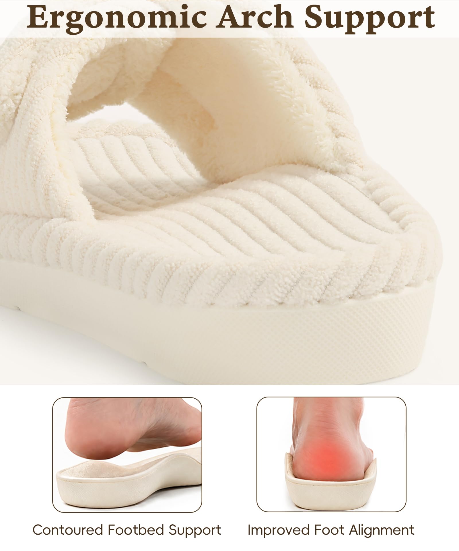 shevalues Women's Orthopedic Slippers Comfortable Arch Support House Shoes