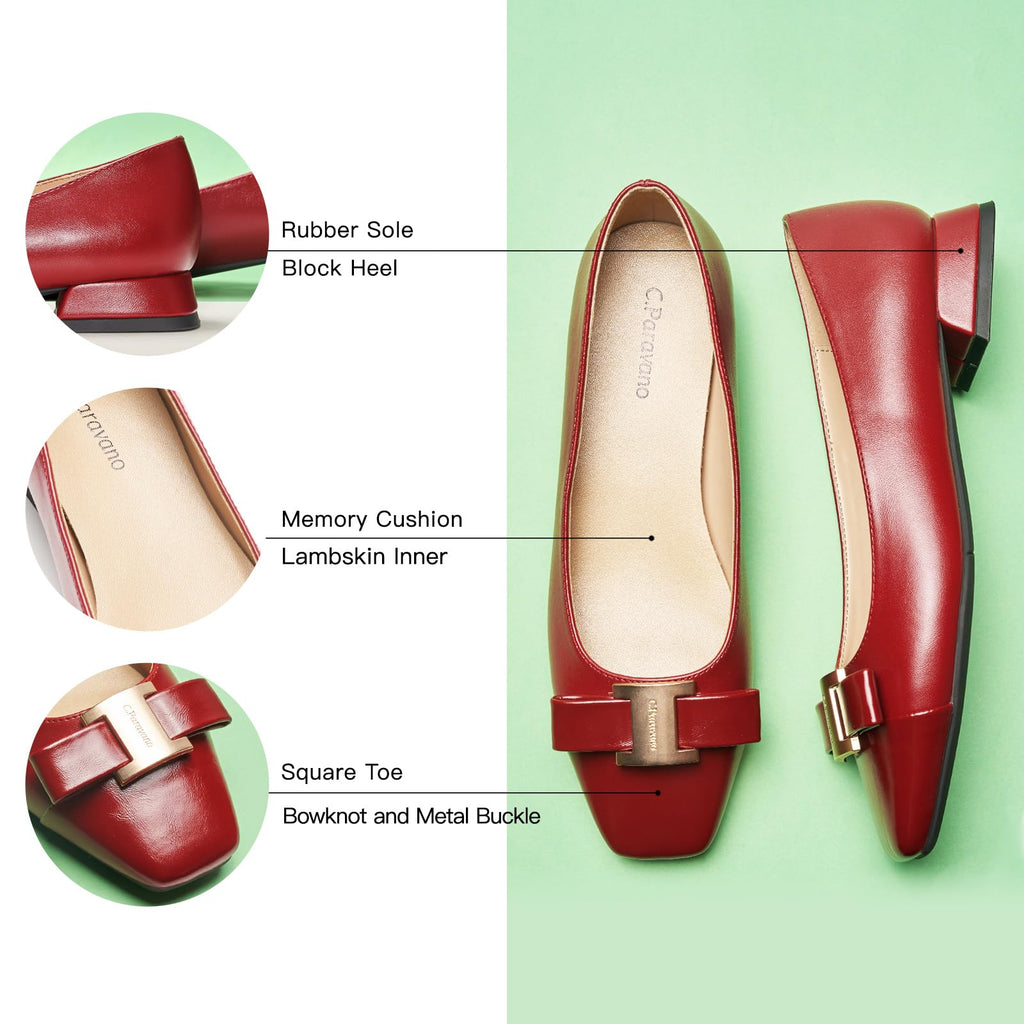 C.Paravano Flats Women | Ballet Flats | Square Toe | Dressy Casual Shoes