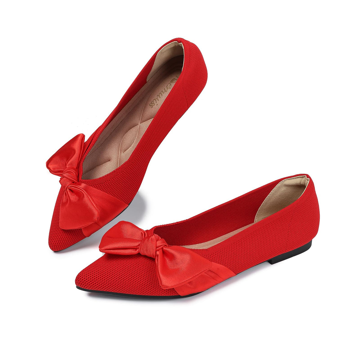 Semwiss Women's Ballet Flats with Bow Pointed Toe Comfortable Dressy Shoes