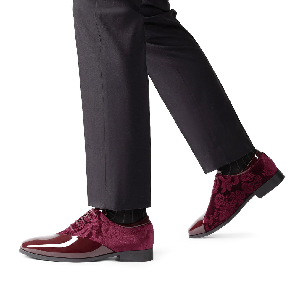 Bruno Marc Men's Dress Tuxedo Patent Formal Oxford,Dark Red,12
