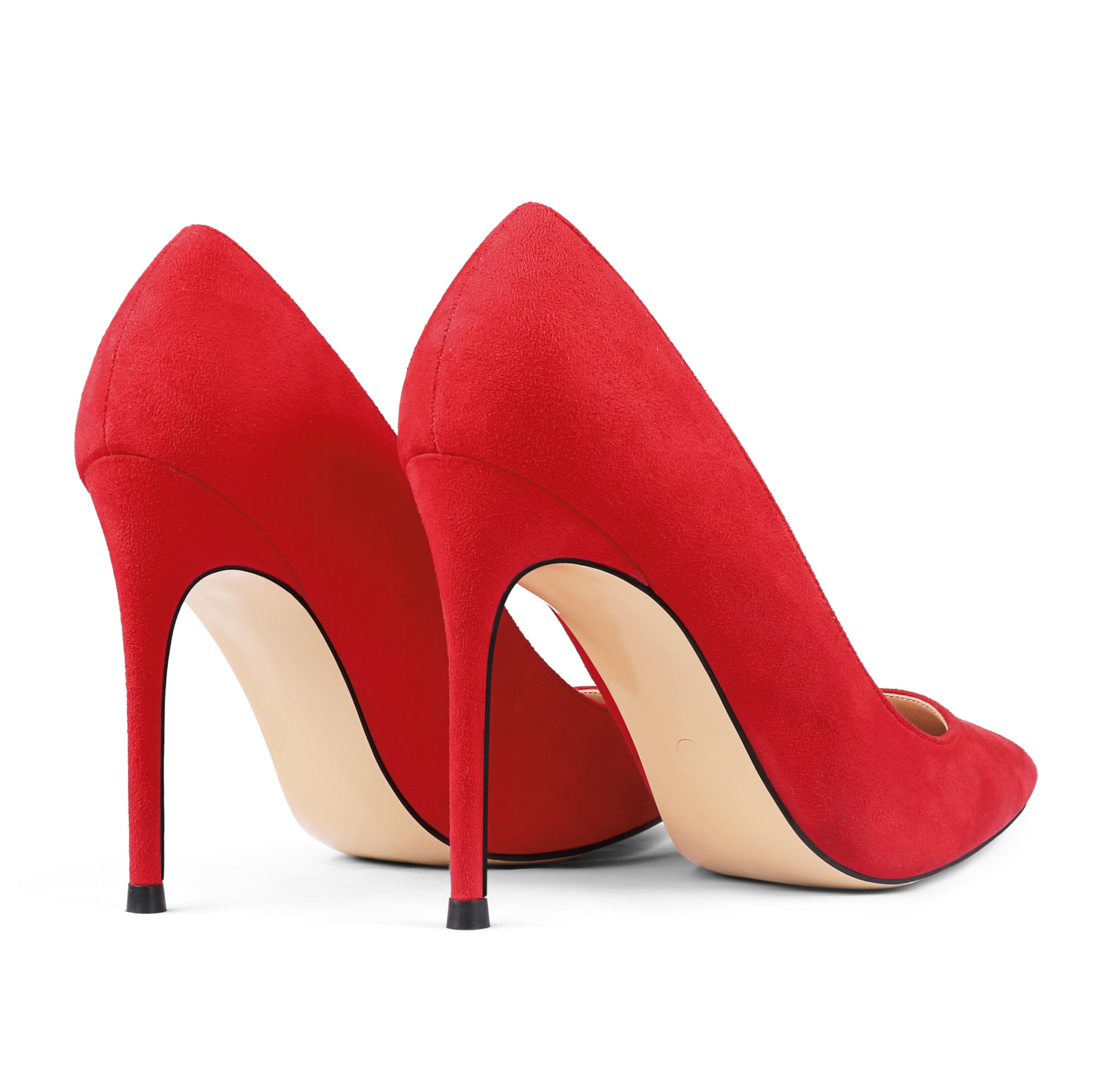 COLETER Women's 4 Inch Pumps Pointed Toe Stiletto Dress Pumps Red 11US